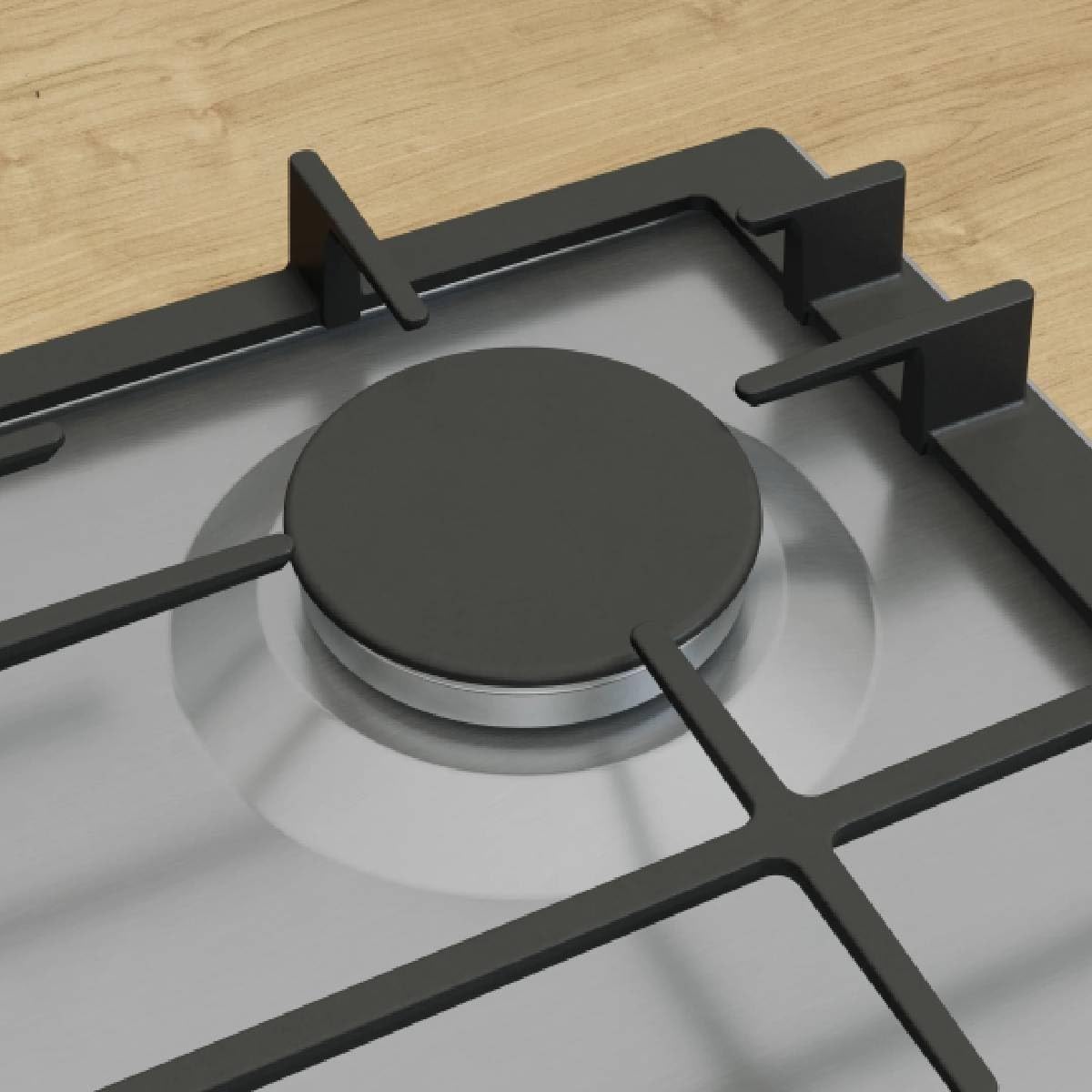 Bosch PCR9A5I90 Series 6, Plaque à gaz, FlameSelect, Poignées magnétiques amovibles, WOK, Grilles en fonte, Acier, 90 cm
