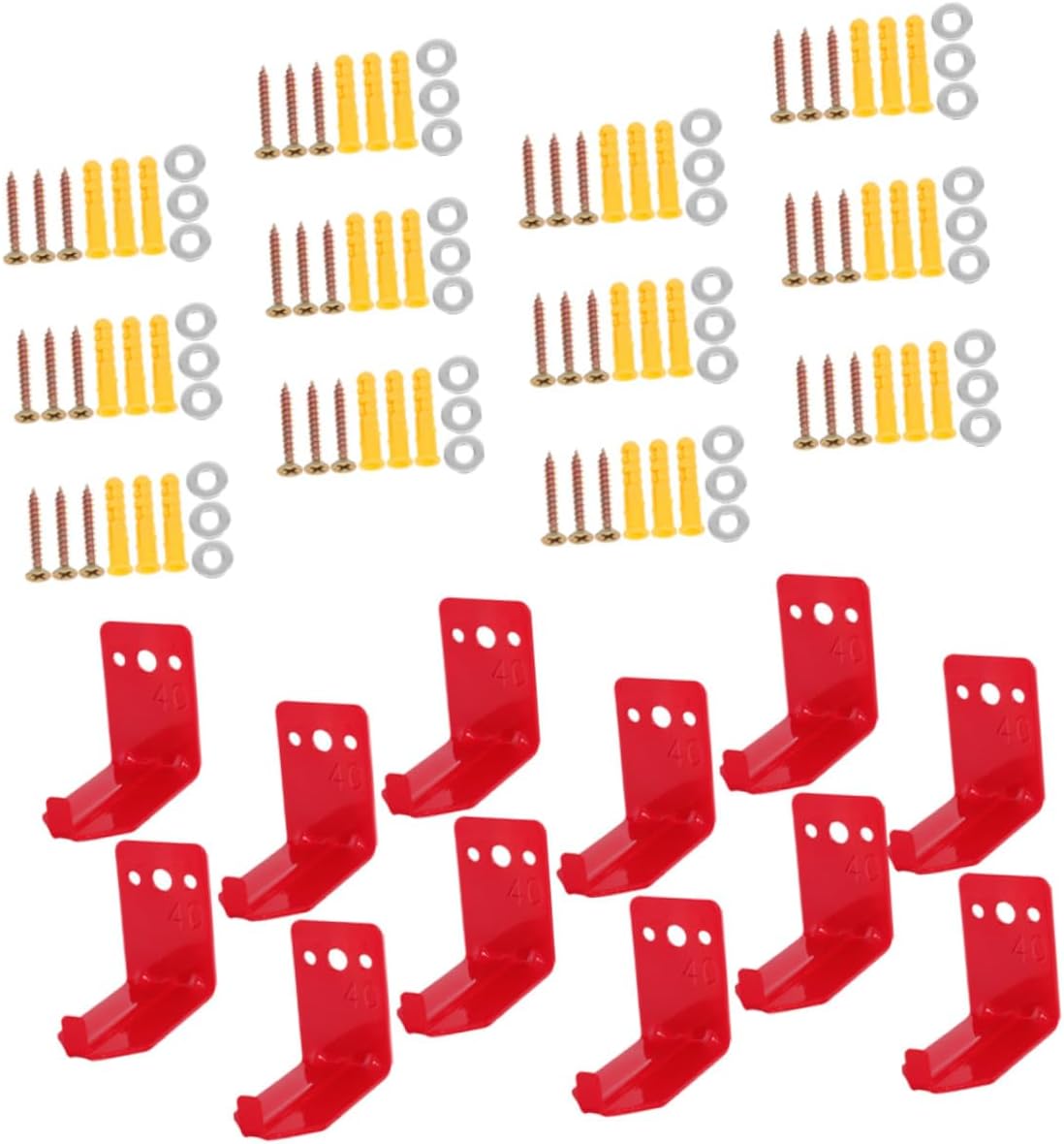 PRETYZOOM 12 Sets Fire Extinguisher Wall Mount Brackets for Extinguishers Metal Hooks with Screws and Gaskets High Visibility Red Finish Easy Installation for Home Office School and