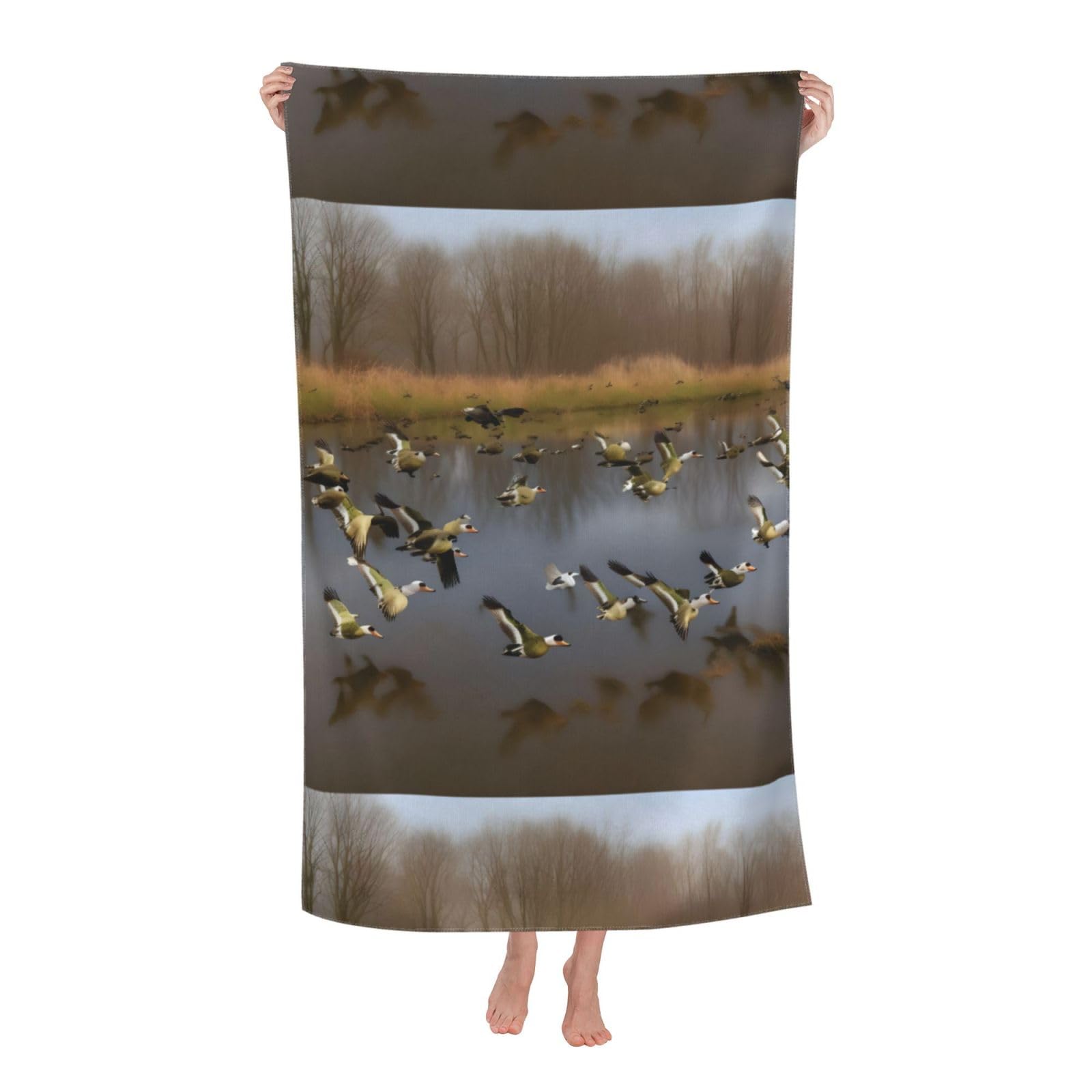 Cbaaghh Hunting Flying Wild Ducks Print Adult Beach Towels,Beach & Pool Towel,Beach Towels,Towels For Camping