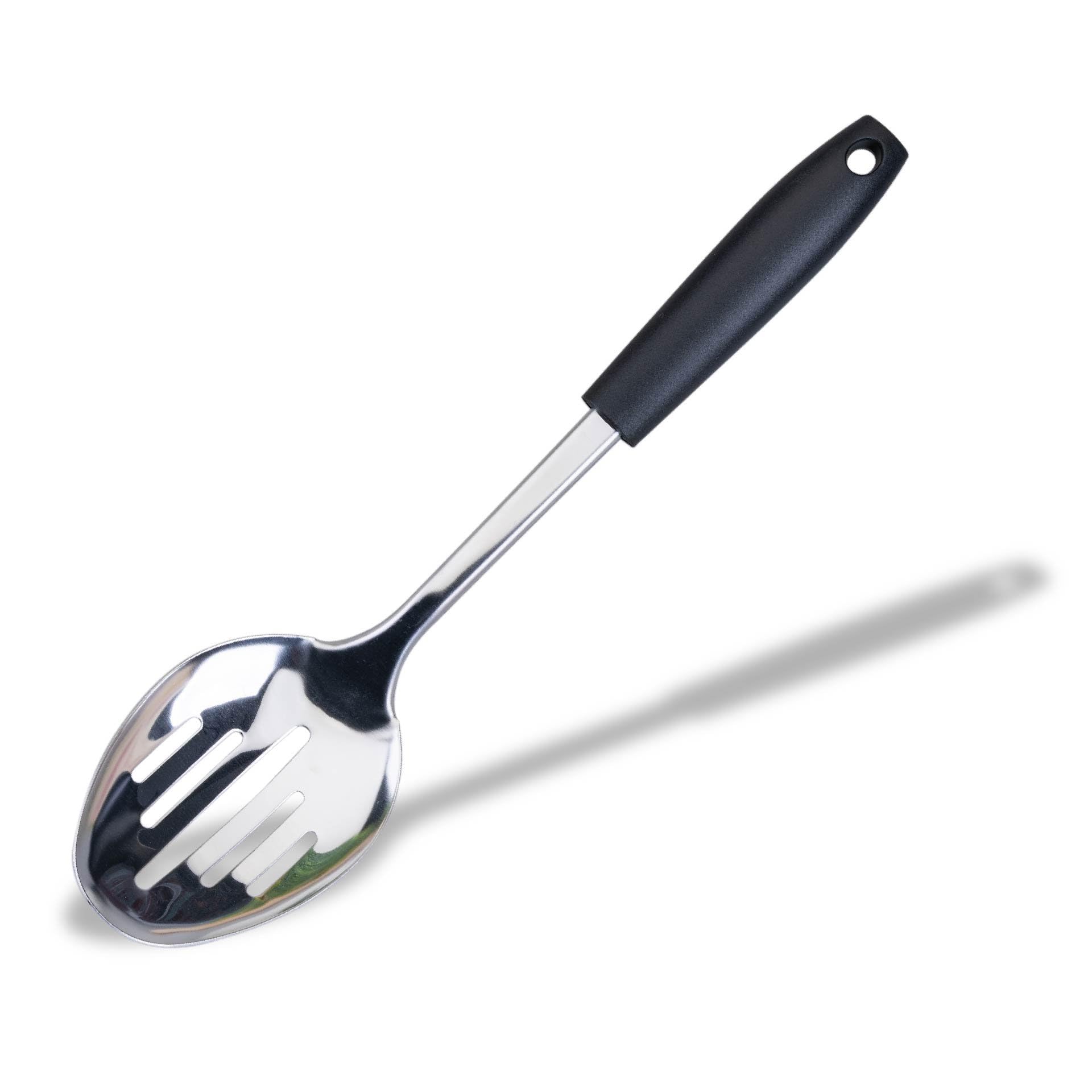Fackelmann INITIAL Slotted Spoon, Stainless Steel Kitchen Utensil, Heat-Resistant Plastic Handle for Serving, Draining, Mixing & Stirring, Home & Professional, Large Scooping Cooking Spoon, 32cm