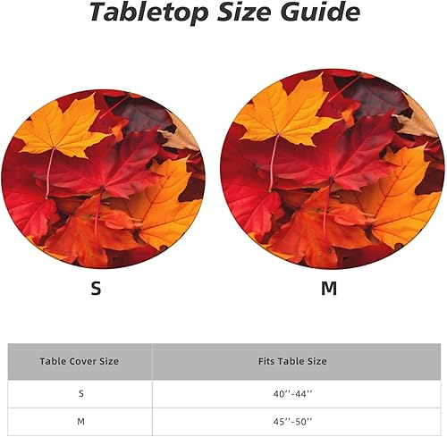 Miniatura 3 de hsbolediy Mantel redondo de hojas de otoño (54 pulgadas para mesa de 45 a 50 pulgadas), mantel ajustable con borde elástico para exteriores,