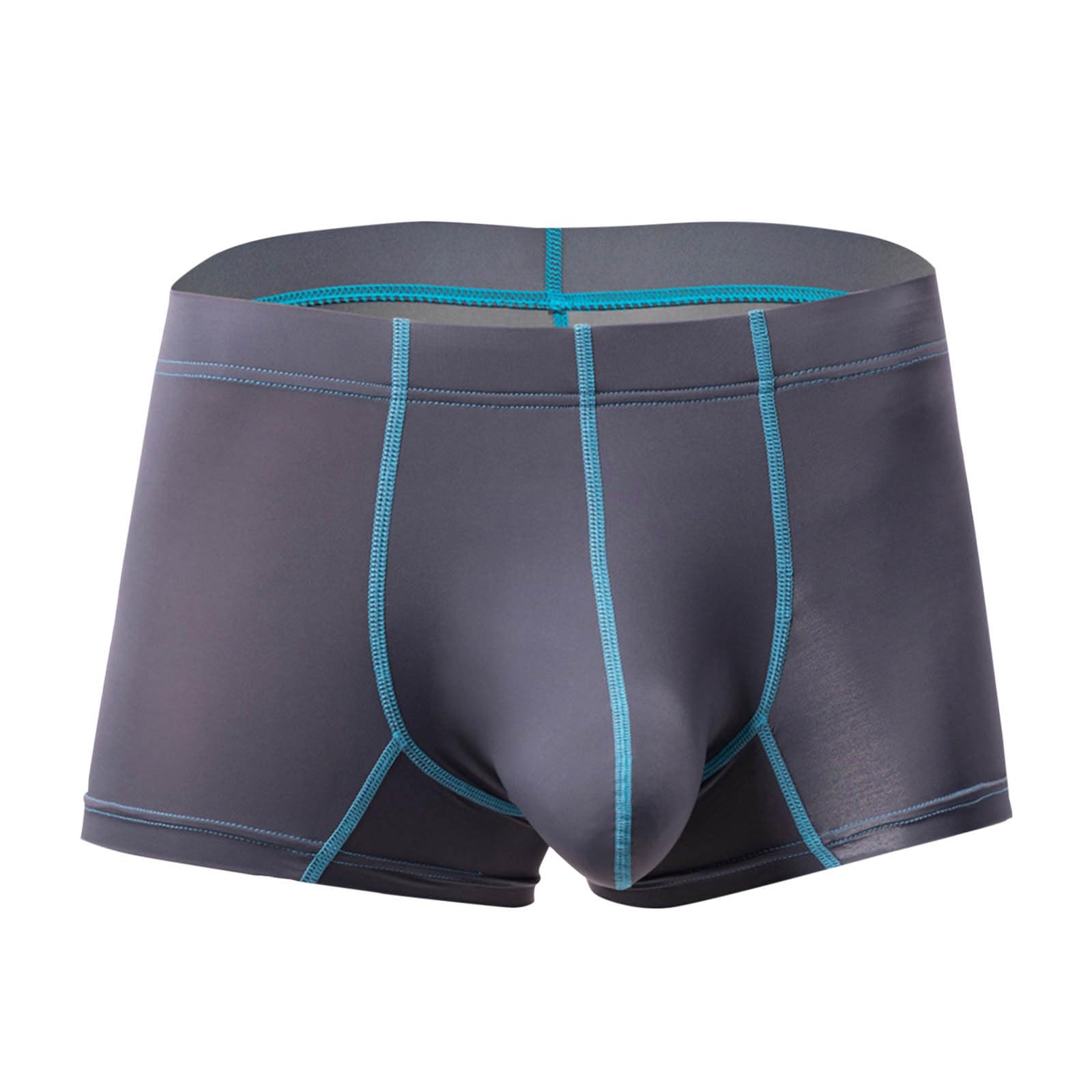 Cambkatl Mens Ice Silk Underwear Seamless Trunk Boxers Briefs with Pouch Colorblock Breathable Short Leg Underpants