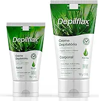 Kit Creme Depilatório Facial Buço e Corporal Íntimo Perna Virilha Feminino Depilflax Depilação Depilador