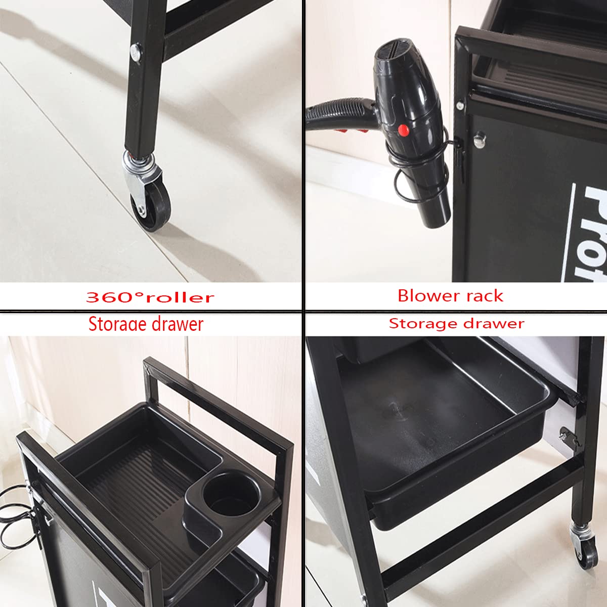 Concise Vintage Home Carrello con Telaio in Metallo Argento Carrello Parrucchiere su Ruote con 5 Ripiani a Cassetto,per Barbiere Estetista Massaggi Tatuaggi Manicure Bianco