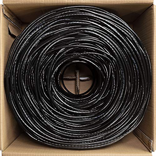 Image of NavePoint Cat6 (CCA), 1000ft, Black, Solid Bulk Ethernet Cable, 550MHz, 23AWG 4 Pair, Unshielded Twisted Pair (UTP)