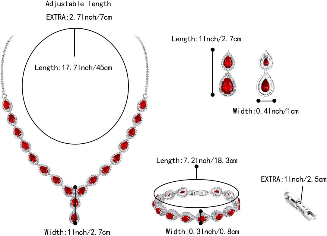 BriLove Wedding Bridal CZ Necklace Bracelet Earrings Jewelry Set for Women Teardrop Infinity Figure 8 Y-Necklace Tennis Dangle Party Prom Accessories - Image 5