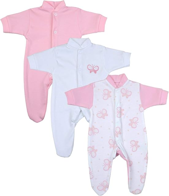 Babyprem Premature Early Baby Sleepsuits Pack of 3 Babygrows Boy Girl Clothes
