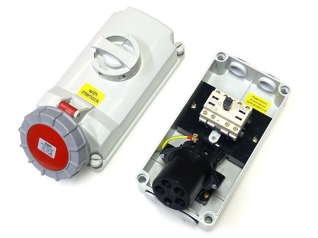 32 amp commutato interblocco 5 pin presa 380V - 415V IP67 3P+N+E impermeabile rosso tripla fase connettore interbloccato 32A