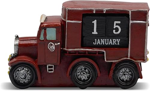 Desktop Perpetual Calendar, Vintage Truck Calendar Blocks, Desk Calendar with Month Week Date Display Boards for Home Office Decor