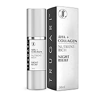 Vista 1 de Suero de noche facial con AHA + colágeno, suero de noche para cara, suero de noche antienvejecimiento, suero antienvejecimiento de colágeno, suero