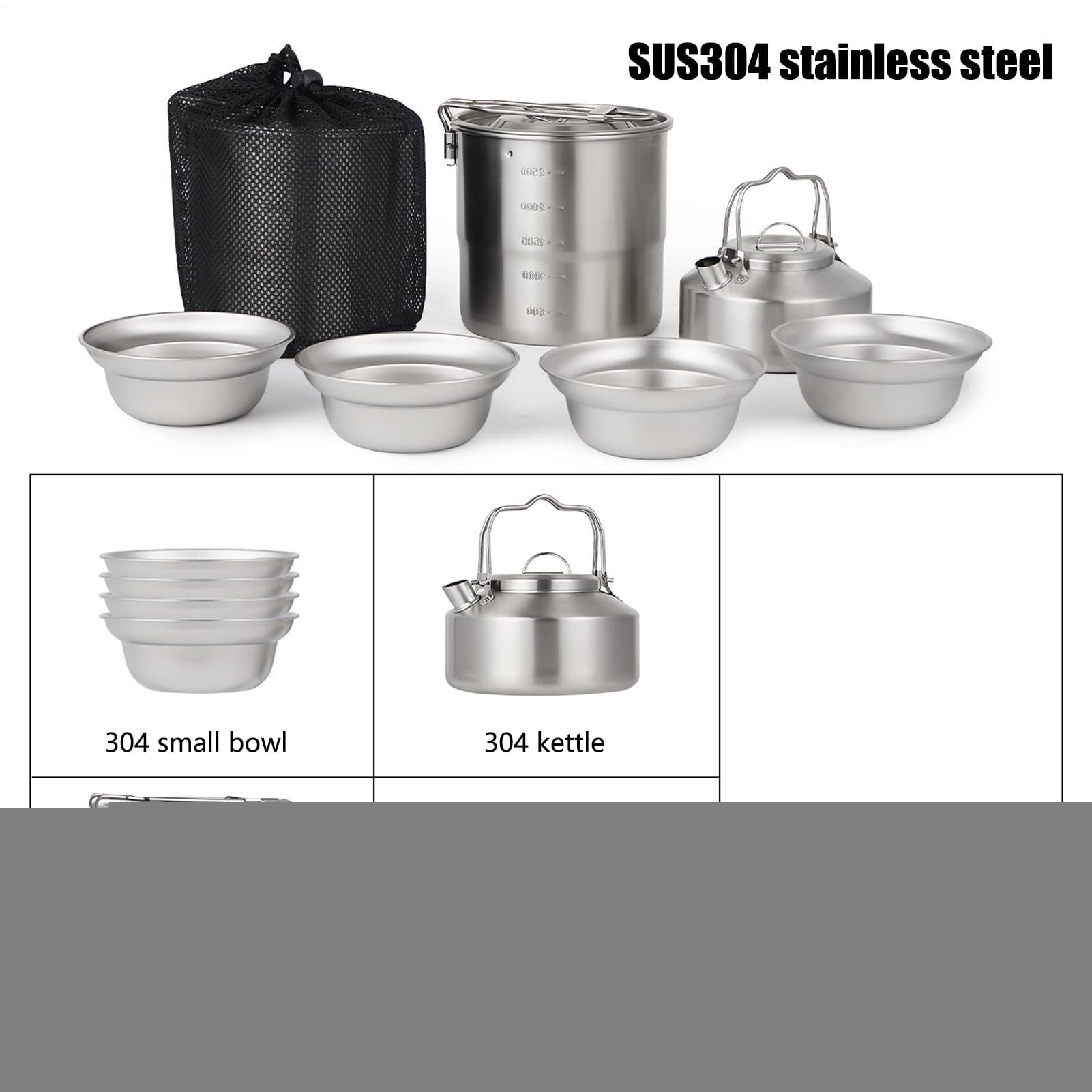 Set da cucina da campeggio – Outdoor Cook Pot Kit per zaino | Attrezzatura di sopravvivenza leggera per adulti viaggi escursionistici | Pentole portatili per famiglie BBQ Beach Travel | Compatto