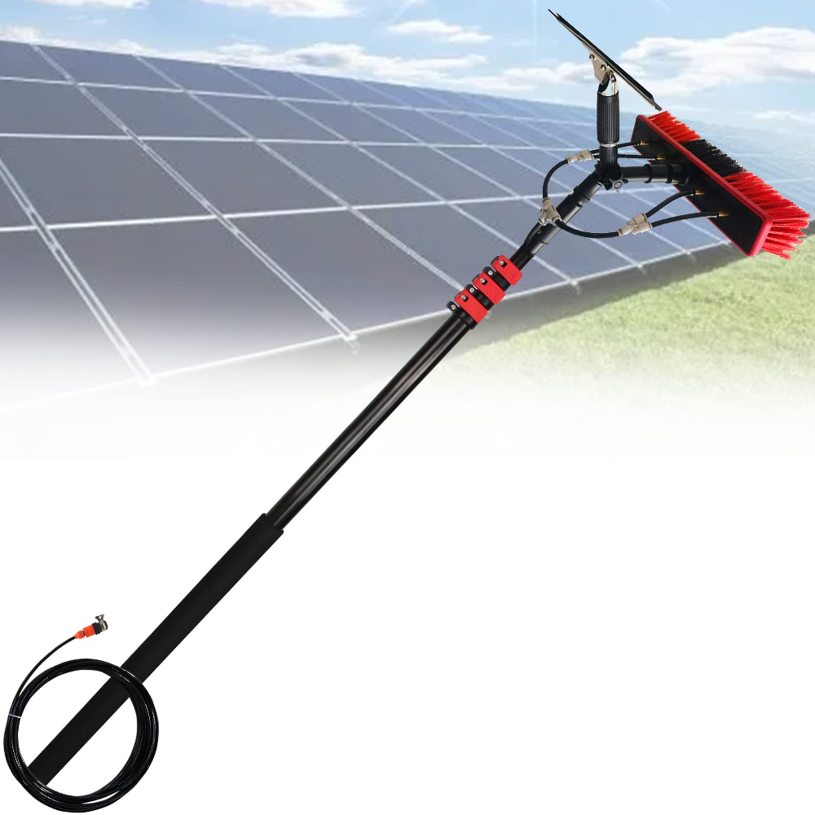 Aioneer Water Fed Pole Kit, Solar Panel Cleaner Window And Solar Cleaning Pole Brush Window And Solar Panel Cleaning System Windows Cleaning Tool/30Ft-35cm Brush -9M/30FT