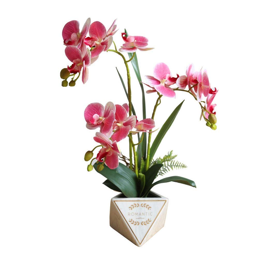 Fiori Artificiali, Simulazione Creativa di Phalaenopsis in Vaso di Ceramica, Set di Fiori Finti, Decorazione Artificiale per Bonsai in Stile Cinese per la casa