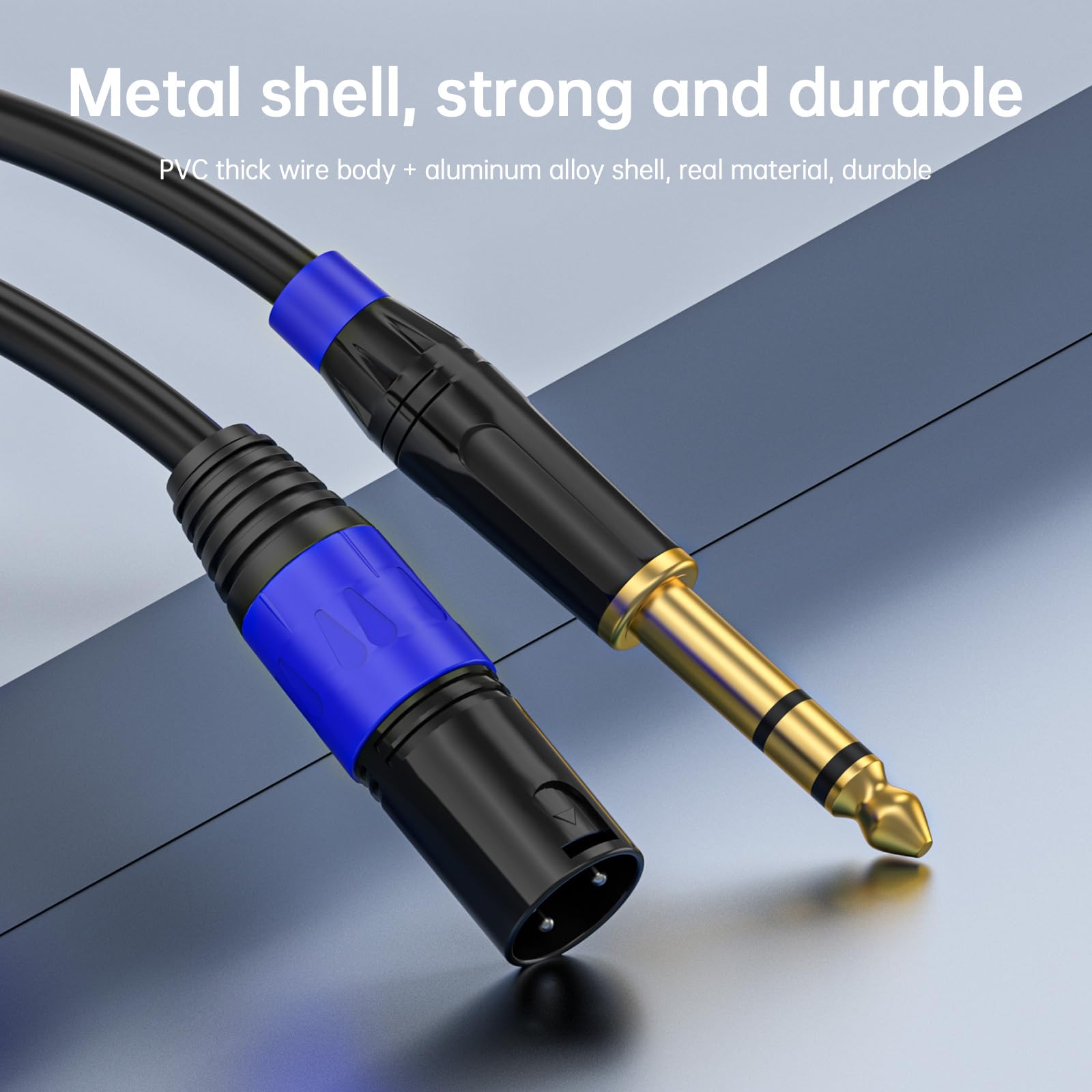 Cable de interconexión equilibrado TRS a XLR 3M Pro de 1/4 pulgadas, XLR macho a 1/4 pulgadas (6.35 mm) estéreo equilibrado micrófono estéreo convertidor de audio estéreo cable adaptador 2