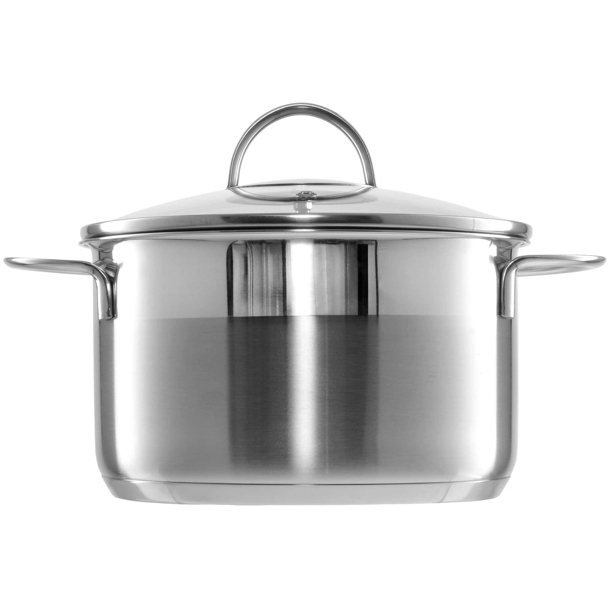 GRÄWE Zestaw garnków – Ø 16 cm (1,5 litra), Ø 20 cm (3 litry), Ø 24 cm (5 litrów) garnek ze stali nierdzewnej ze szklaną pokrywką, nadaje się do płyt indukcyjnych