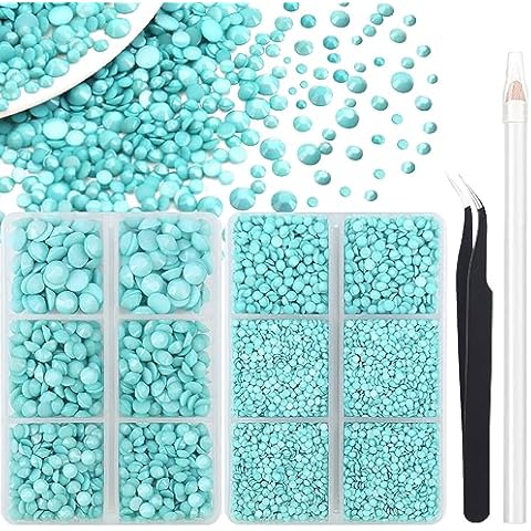 AUREHEN 10000PCs 2-6MM Solid Light Blue Jelly Flatback Resin Rhinestones with NO AB Coating Faceted Bling Nonhotfix Crystal Rhinestones for Nail Art Decoration Tumblers Mugs DIY Crafts Cover
