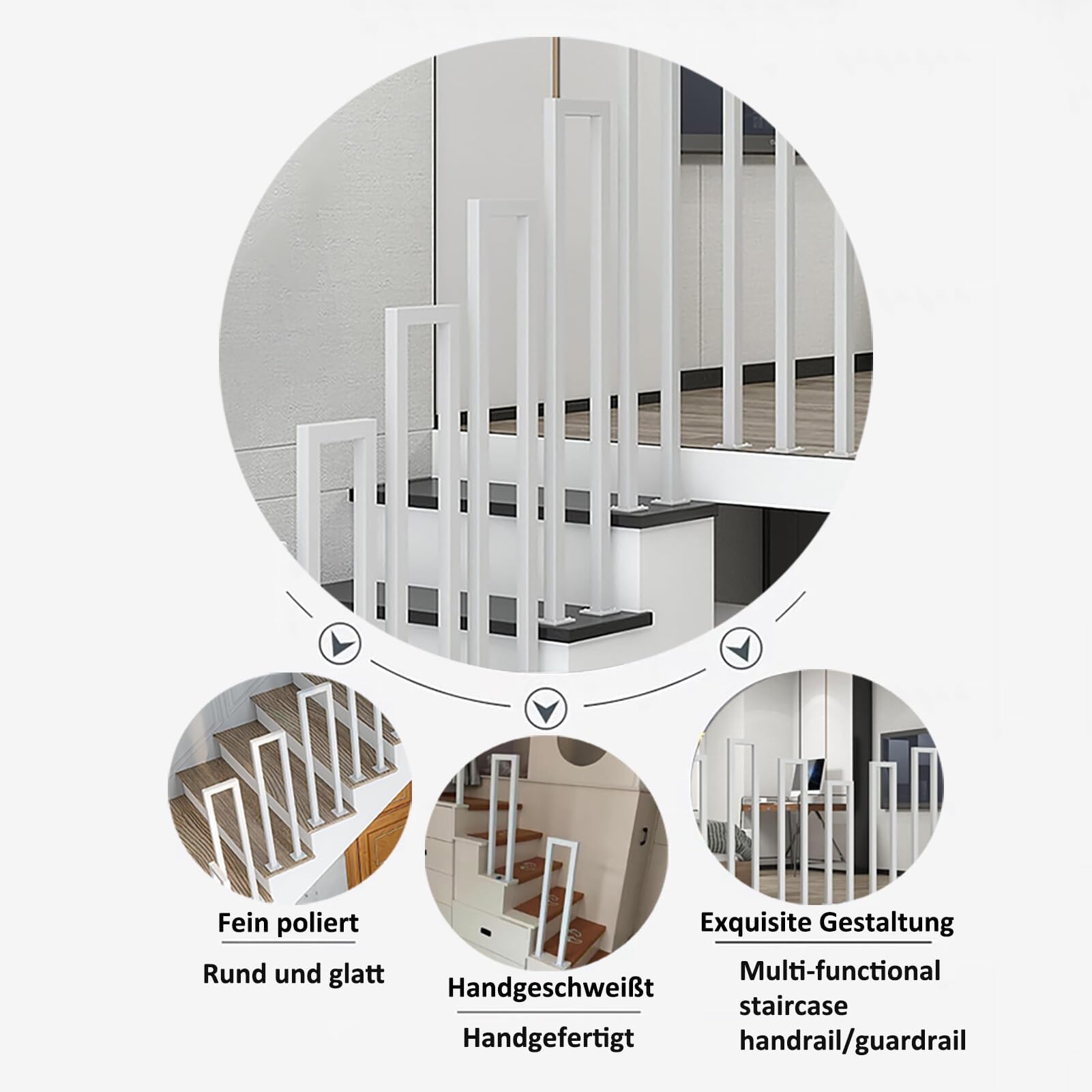 Ringhiera a forma di U, per Esterni, Corrimano, in Ferro Moderno Nordico, per Interni, Corrimano per scale Quadrata, Parapetto Antiscivolo per Ville, Corridoi
