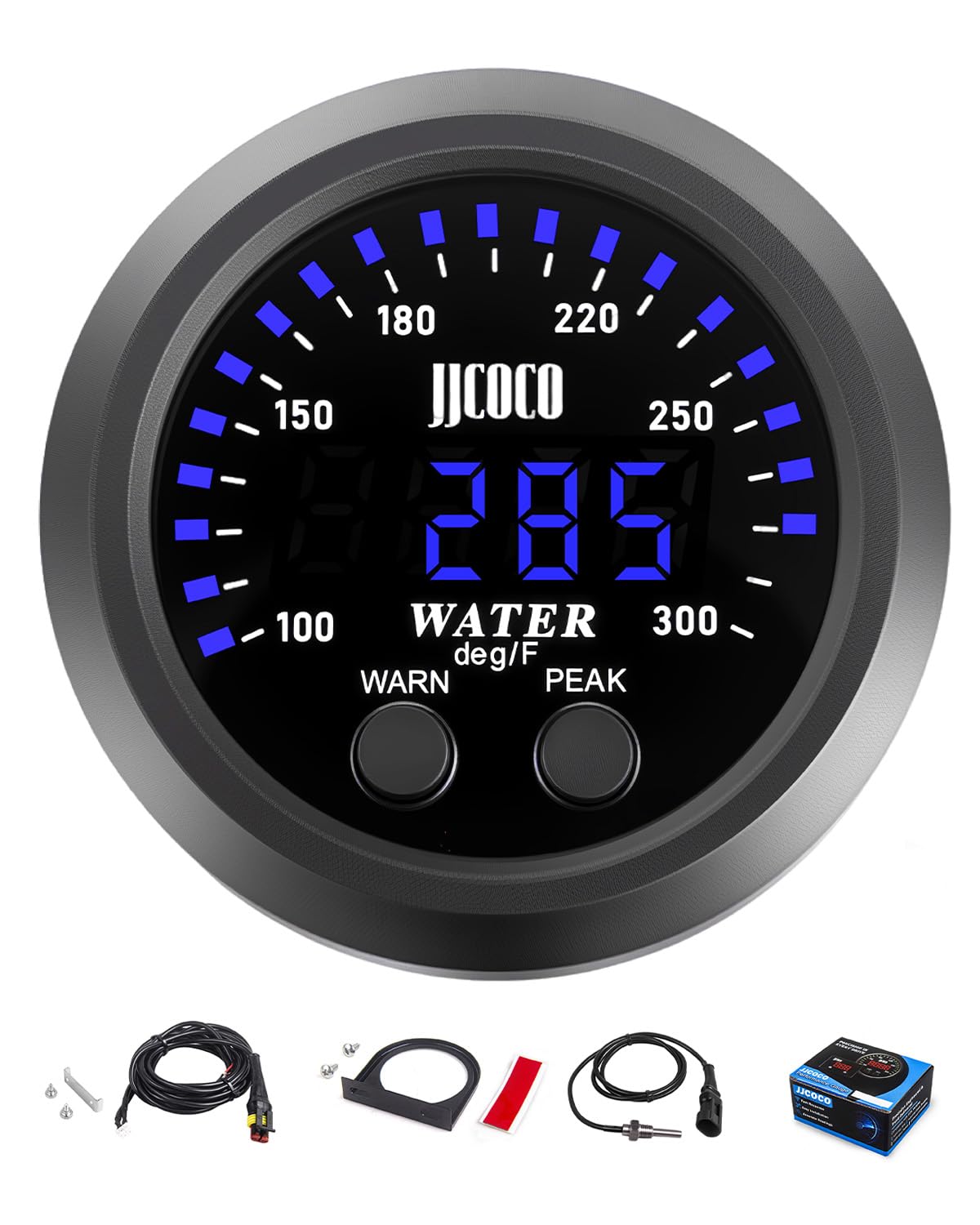Photo 1 of JJCOCO Water Temperature Gauge with 1/8NPT Sensor & Bracket 300°F Digital LED Display Water Coolant Temperature Gauge for Cars Trucks Ships Vehicle Automotive Boat Marine 2”/52mm