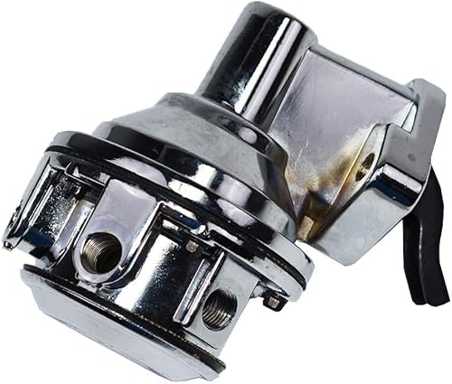 Miniatura 2 de A-Team Performance 12-834 Bomba de combustible de bloque pequeño con dos válvulas mecánica, cromada, 6 PSI, 80 GPH - Entrada y salida NPT en línea