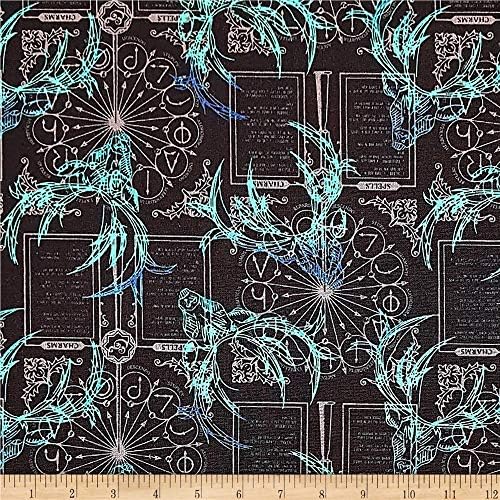 Camelot Fabrics Camelot Wizarding World Harry Potter Newsprint & Doe Fabric, 1, Black, Fabric by the Yard
