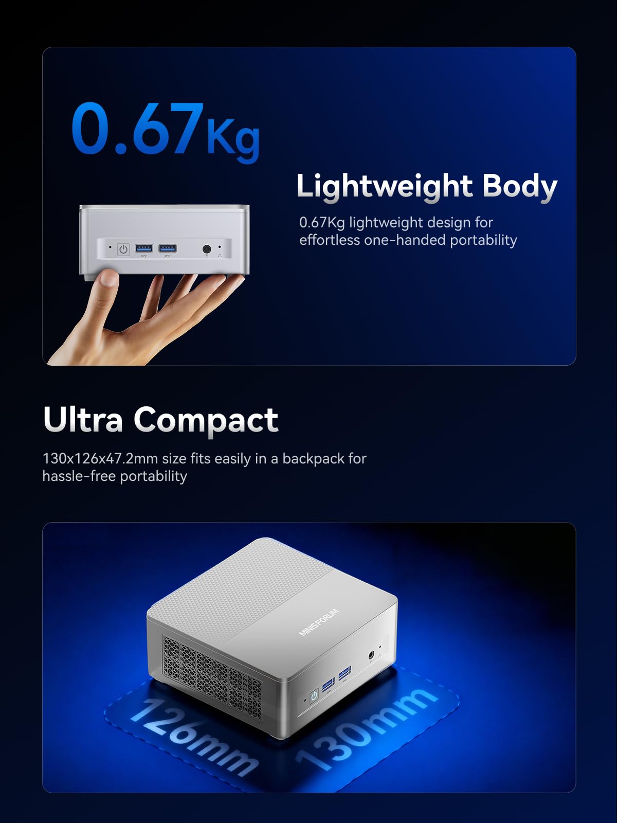 MINISFORUM Mini PC X1 Lite-255 com AMD Ryzen 7 255 (8C/16T), AMD
