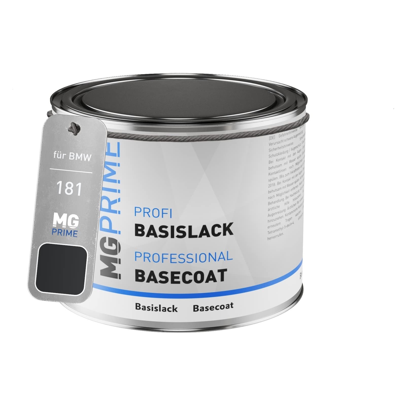 MG PRIME Vernice per auto Barattolo pronto all’uso per BMW 181 Diamantschwarz Metallic/Diamond Black Metallic Vernice di base 0,5 litri 500ml
