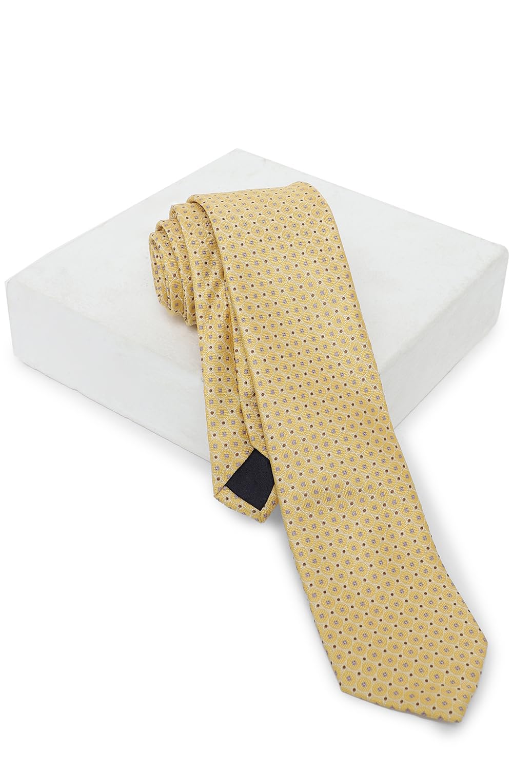 Men Yellow Embroidered Tie-image-27