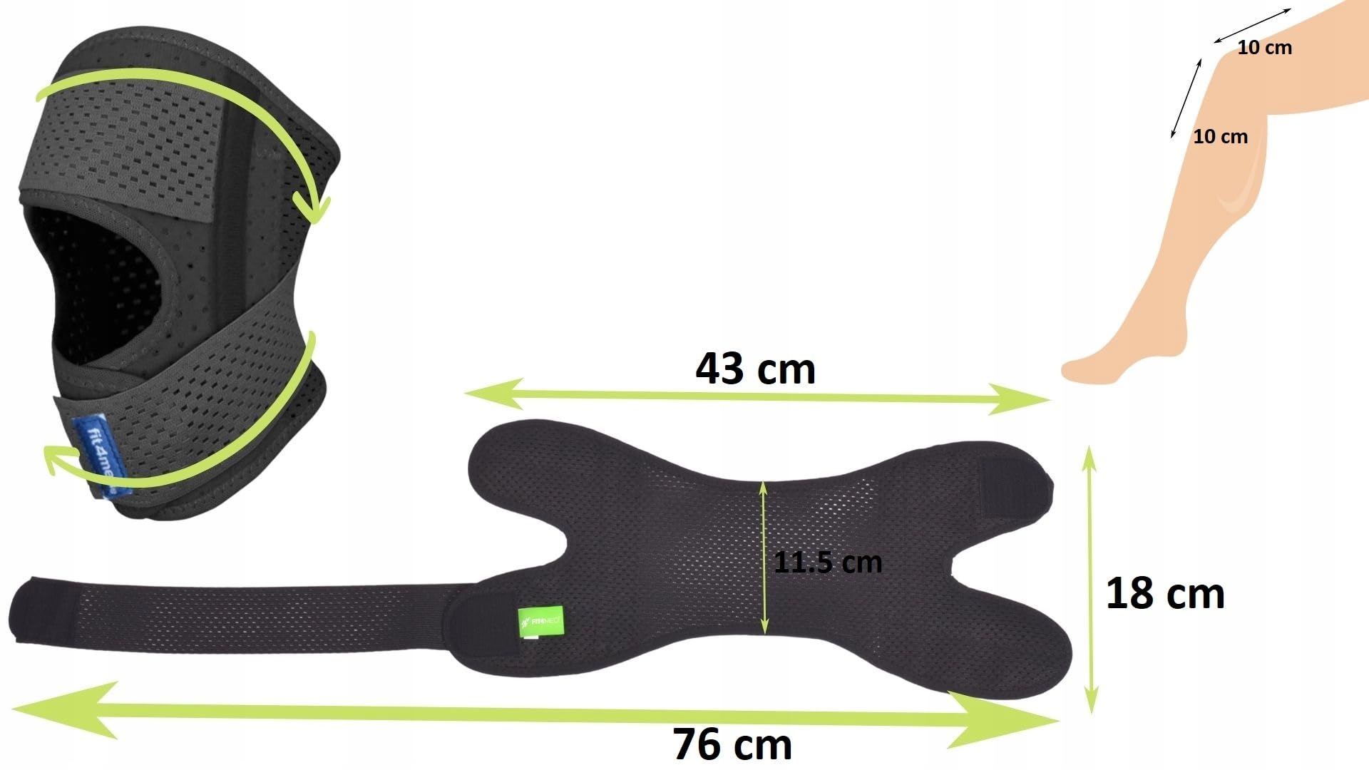 Stabilizator Kompresyjny Kolana z Bocznymi Fiszbinami, Prawy, Rozmiar L, Neopren, do Sportu i Rehabilitacji, Czarny