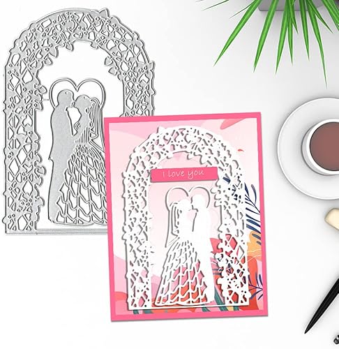 Miniatura 10 de Troqueles de corte de marco de flores, troqueles de fondo para hacer tarjetas, círculo de flores troqueladas troqueladas en relieve plantilla