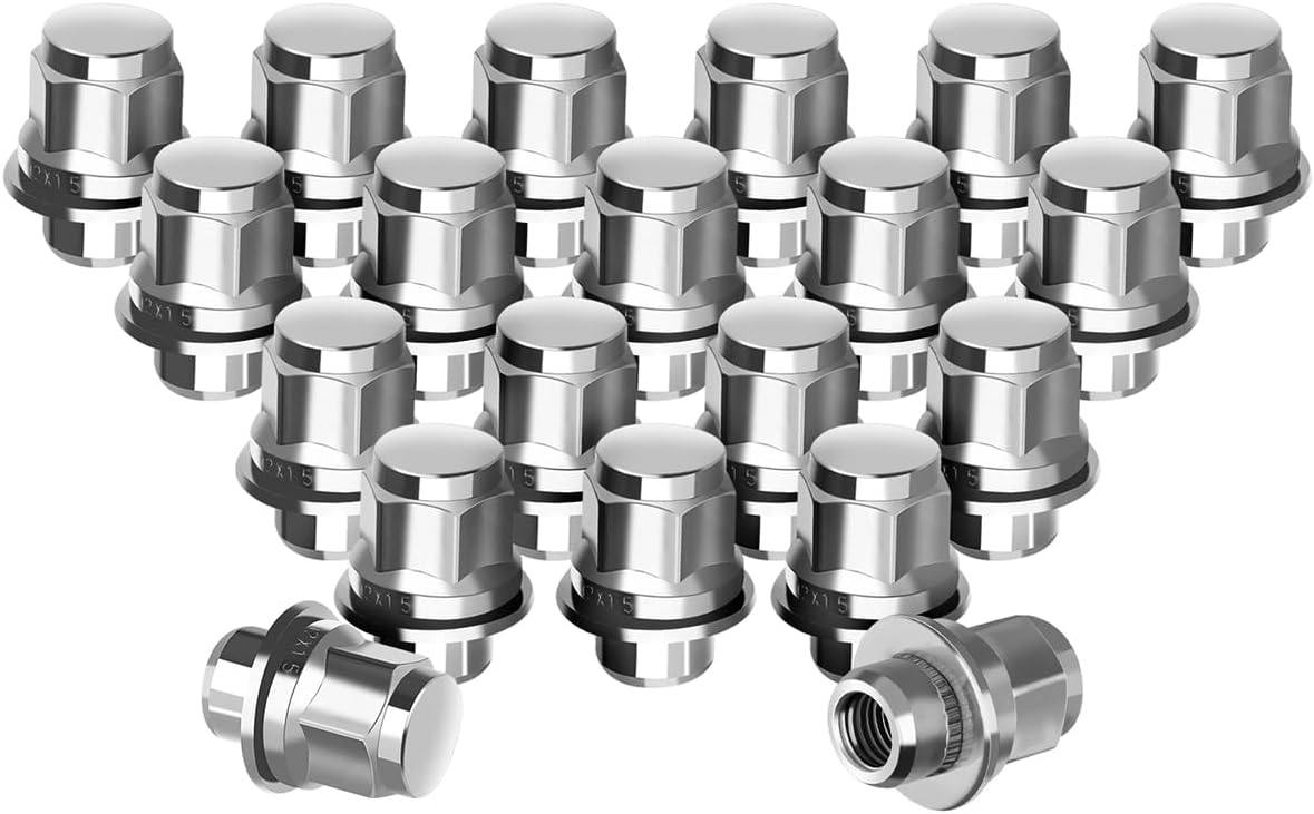 ECCPP Chrome Wheel Lug Nuts 20 Pieces 12x1.5 Mag Style Lugs