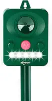 Dissuasor ultrassônico de animais com luz estroboscópica intermitente, repelente externo alimentado por energia solar para guaxinins, gatos, veados, esquilos, ativado por movimento, protege