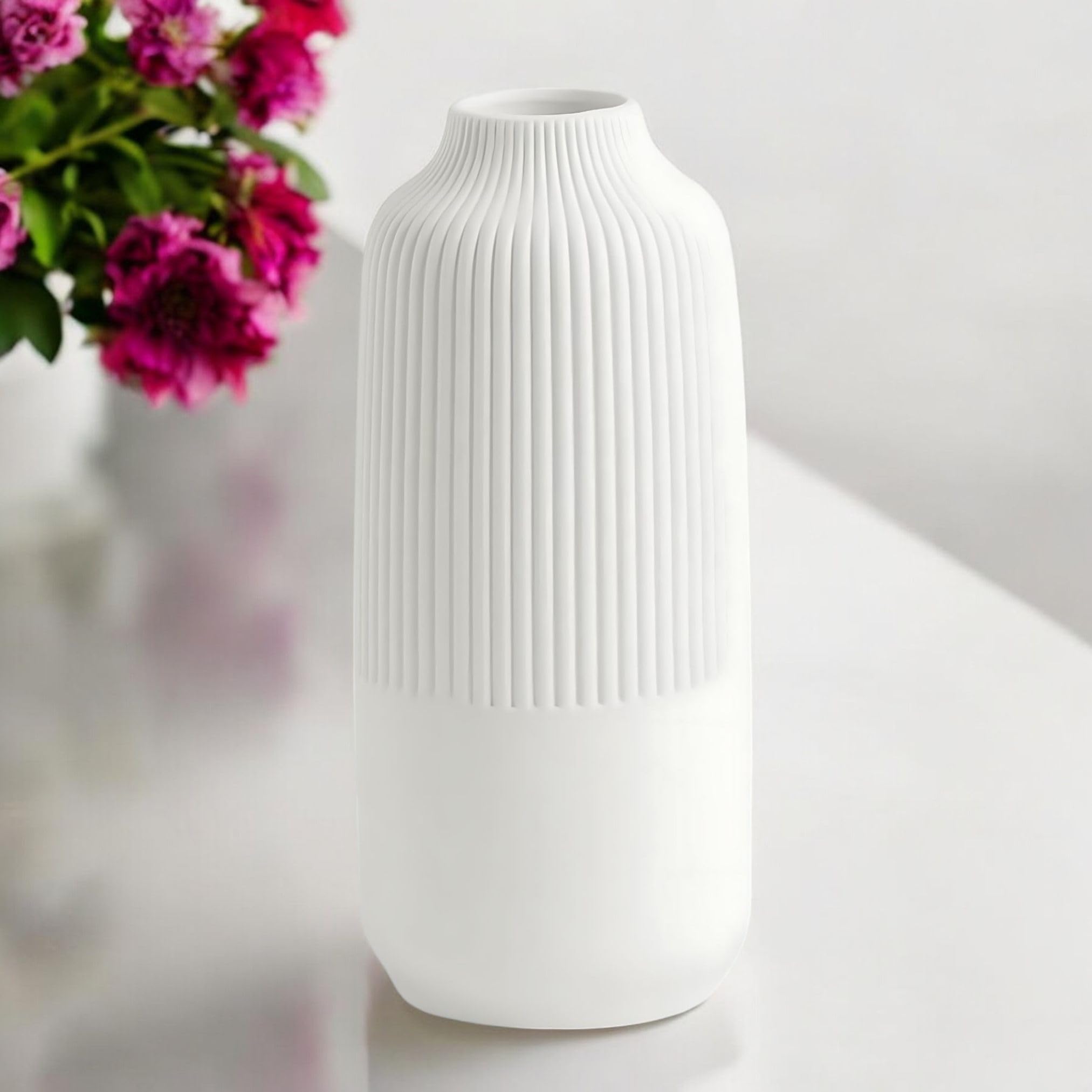 YOGO DECOR Twilight Flower Vase for Home & Office Decor | Elegant White Design | Plastic Durable Vase | Modern Tabletop Centerpiece for Living Room, Weddings, Stunning Floral Bouquet Displays