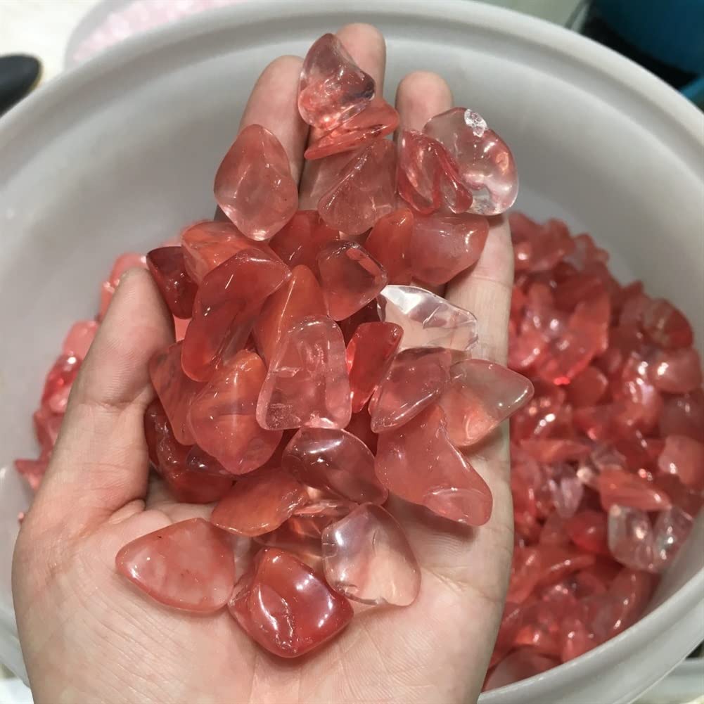 Piedras de Grava pulidas de Piedra de Cristal de Cuarzo Fundido Rojo for Decorar la decoración de NaturalReiki dingchi Espécimen Mineral de Piedra (Size : 500g)