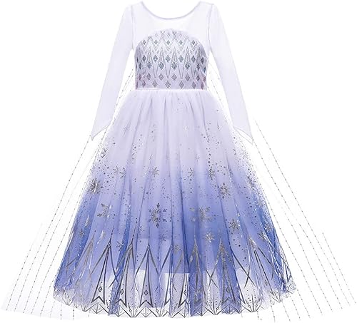 REXREII Vestido de princesa para niñas, fiesta de Halloween, cosplay, disfraz de Frozen Elsa Snow Queen, vestido de Navidad y cumpleaños