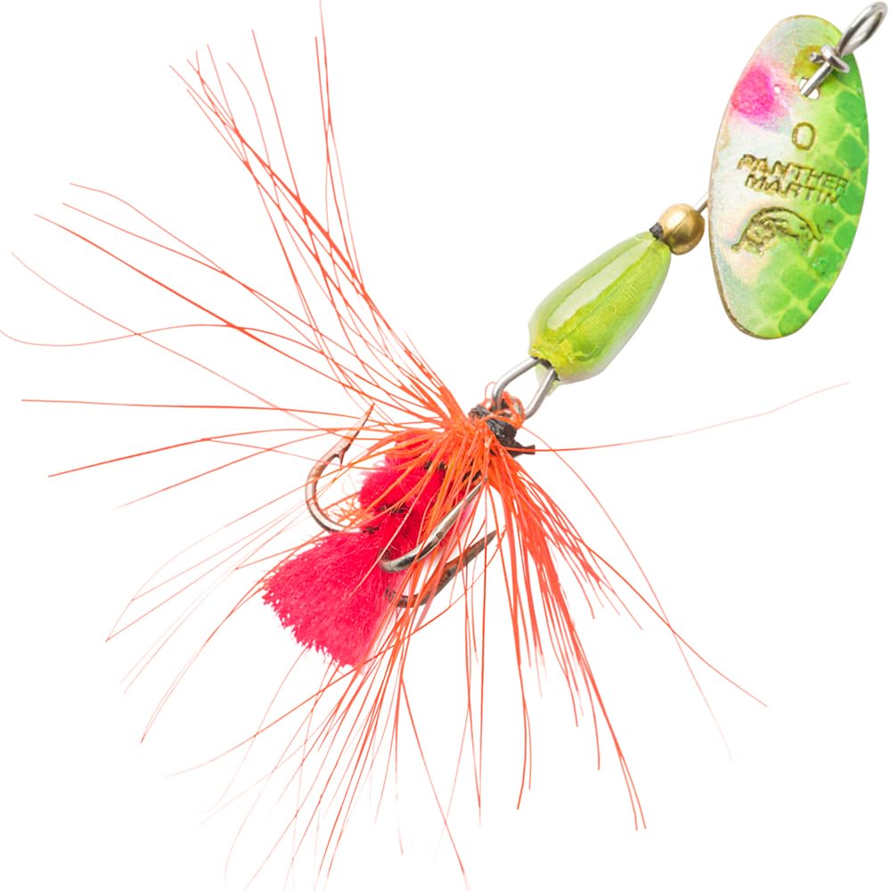 Panther Martin PMMF MiniFly Teardrop Spinners Fishing Lure Catches Trout, Crappie, Grayling, Bluegill, Dolly Varden, Whitefish, Panfish and More. (Chartreuse, 0M (1/48 oz))