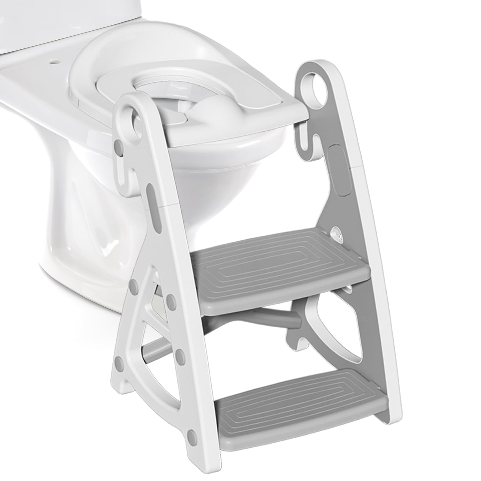 Withosent Riduttore WC Bambini con Scaletta, Altezza Regolabile Scaletta WC con PU Imbottita, Pieghevole 2-in-1 Scaletta Bambini, Riduttore Water con Pedana Antiscivolo per Ragazzi, Ragazze