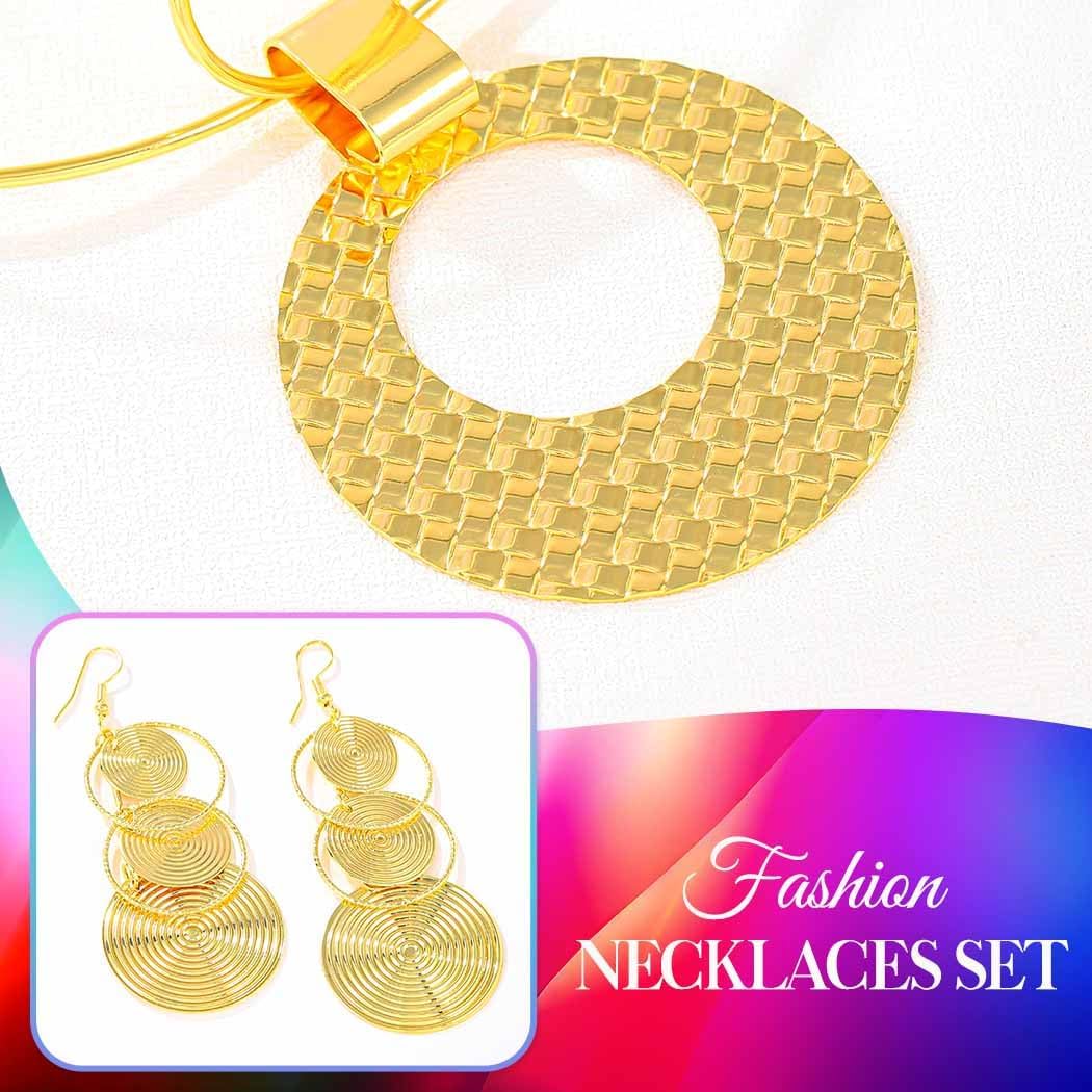 CLOACE Gold Necklace Set Round Pendant Choker Necklaces Earrings Statement Big Jewelry Accessories for Women - Image 5