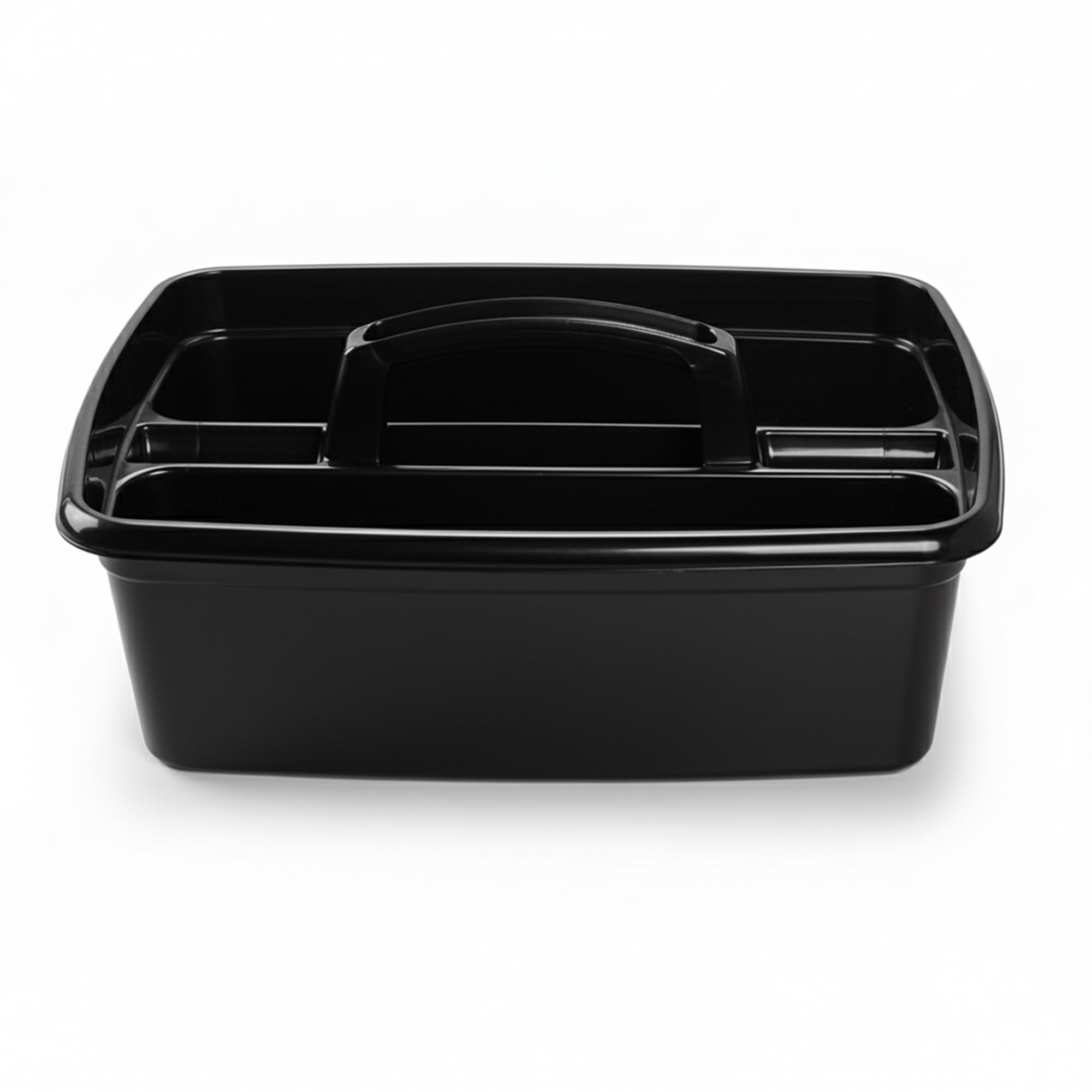 Earlygrow Black Cleaning Tidy Caddy With Handle, Dual Compartment Storage Tote Organiser For Bathroom, Kitchen, Garden, Office, Arts And Crafts (Black)