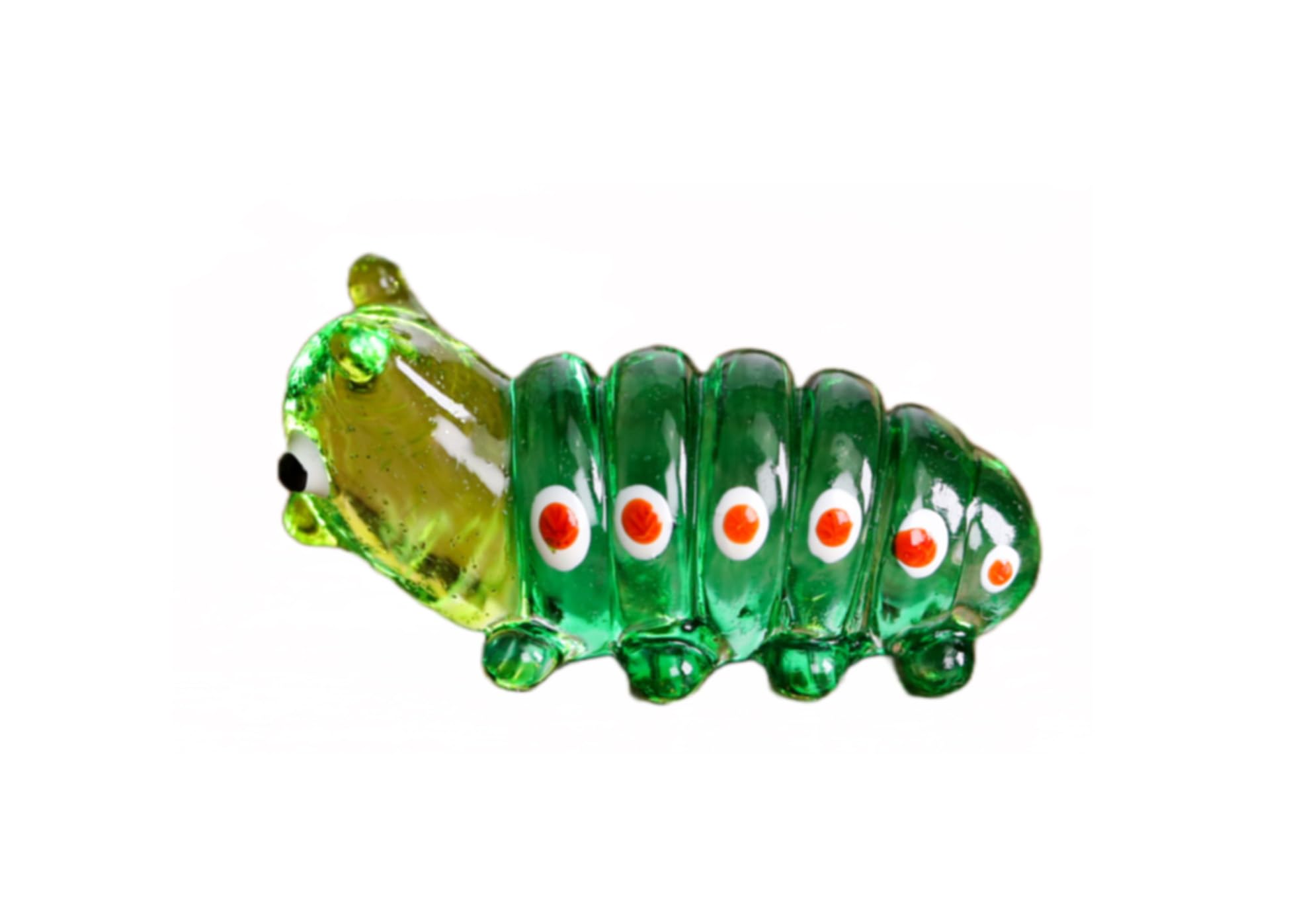 Redchocol8 Green Redchocol8® Handmade Little Small Tiny Glass Caterpillar Garden Decor Ornament Gift Terrarium Mini