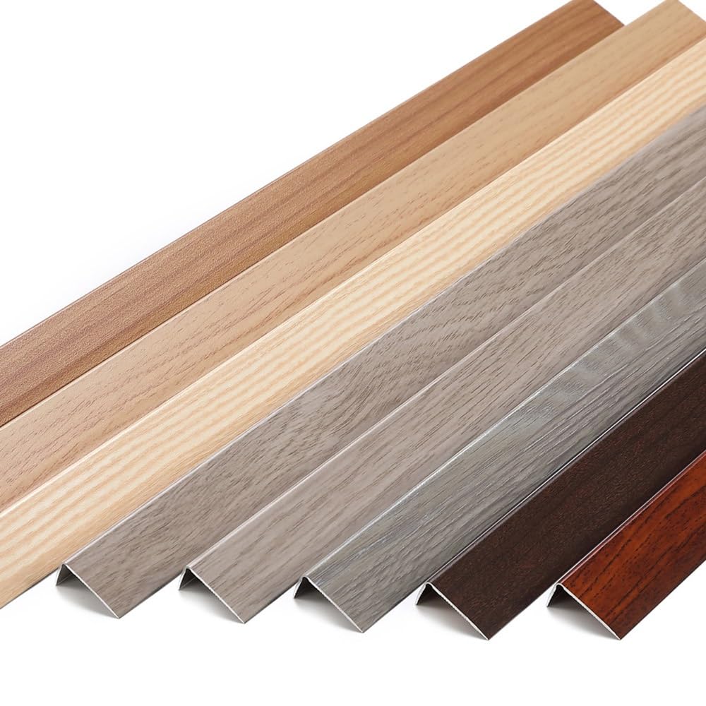 SMELEDFCFK Aluminum Staircase Step Edge Protector 3/4/5ft Stair Nose Molding L-Shaped Stair Nosing Edge Trim Wood Grain Step Edge Trim -Easy To Install(Red teak,L 150CM/60/5ft)