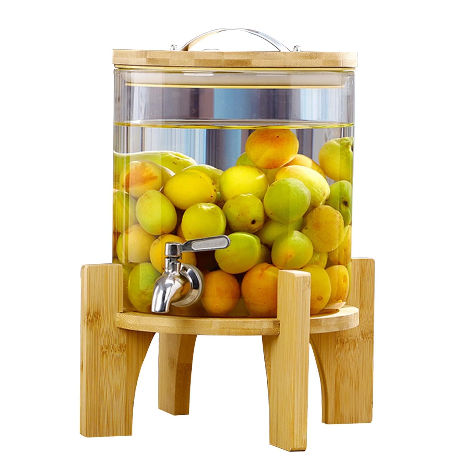Szklany dozownik napojów z czopem ze stali nierdzewnej, pojemność 2,5 l, 100% szczelny, szeroki otwór dla łatwego napełniania, idealny na imprezy na świeżym powietrzu i do codziennego użytku