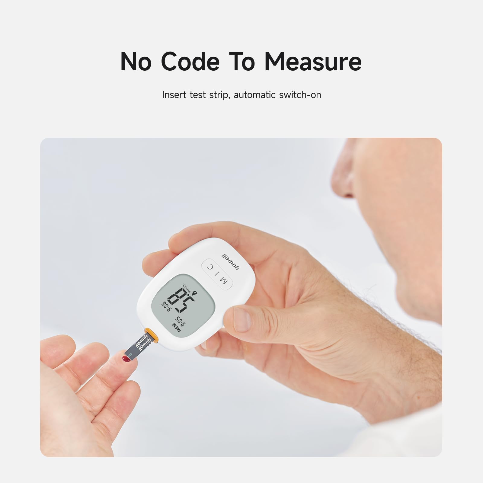 yuwell Misuratore Glicemia con strisce reattive x 50 e lancetti x 50, il Glucometro Kit Completo ideale per l'Uso Domestico, Diabete Test Kit Glucosio nel Sangue (Modello 710)