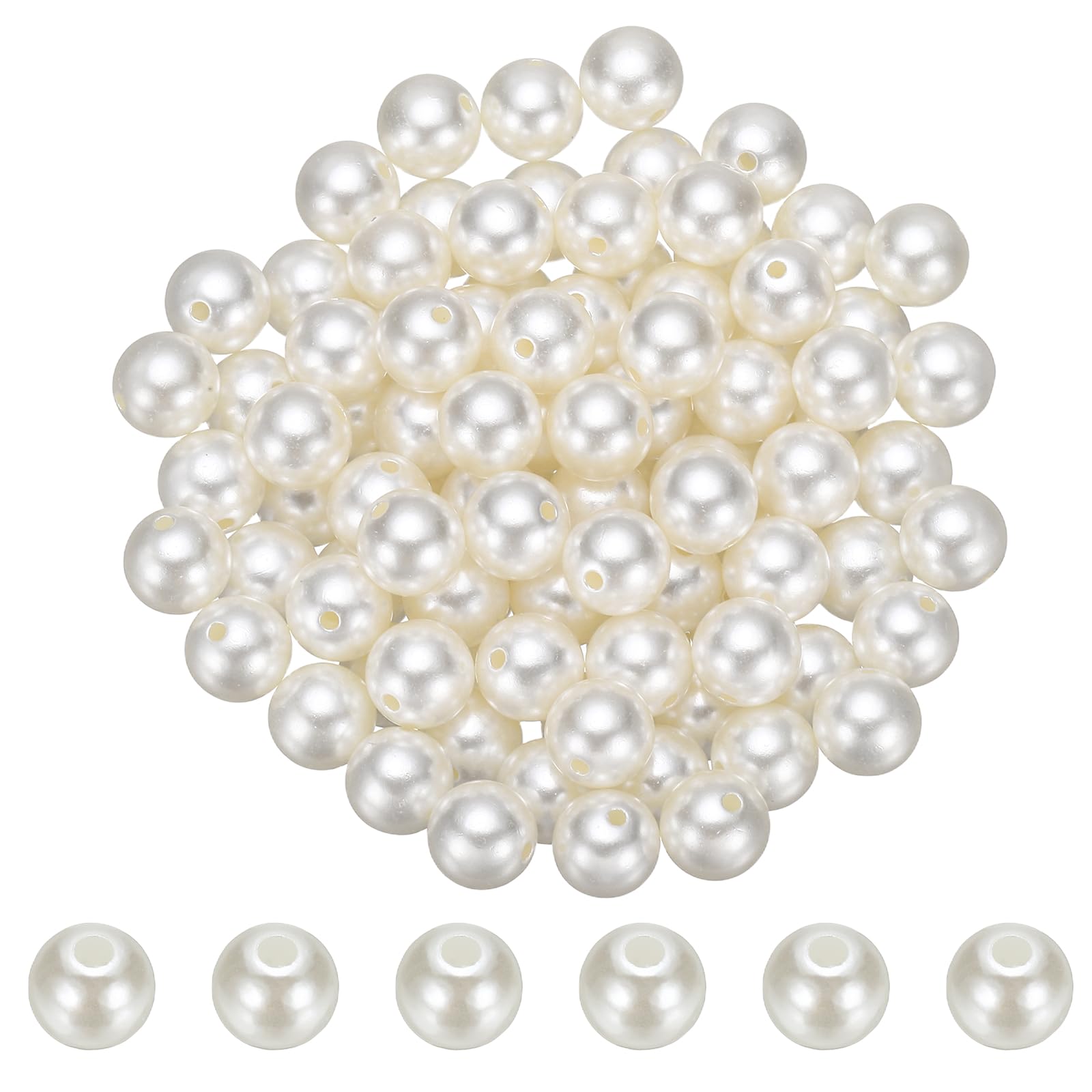 PATIKIL 12mm Colored Pearls, 100Pcs Pearl Beads for Jewelry Making Round Craft Beads with Holes for Jewelry Making DIY Crafts Necklace Bracelet Earring Sewing Home Decor, Beige