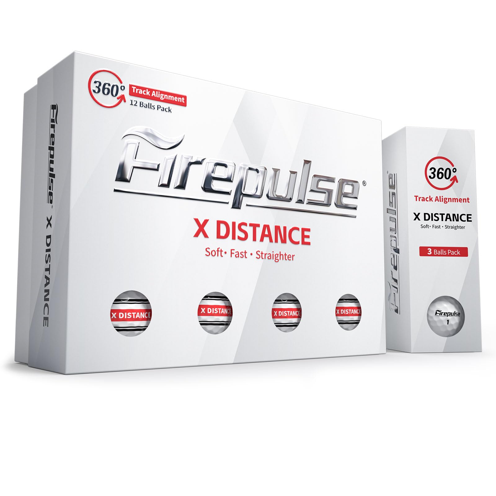 FIREPULSE X Distance Golfball, 72 Stück (6Dutzend) + X weiche, fluoreszierende matte Golfbälle, 12 Stück (1Dutzend), 2-teilige Konstruktion, Surlyn-Abdeckung, 360° Spurausrichtung