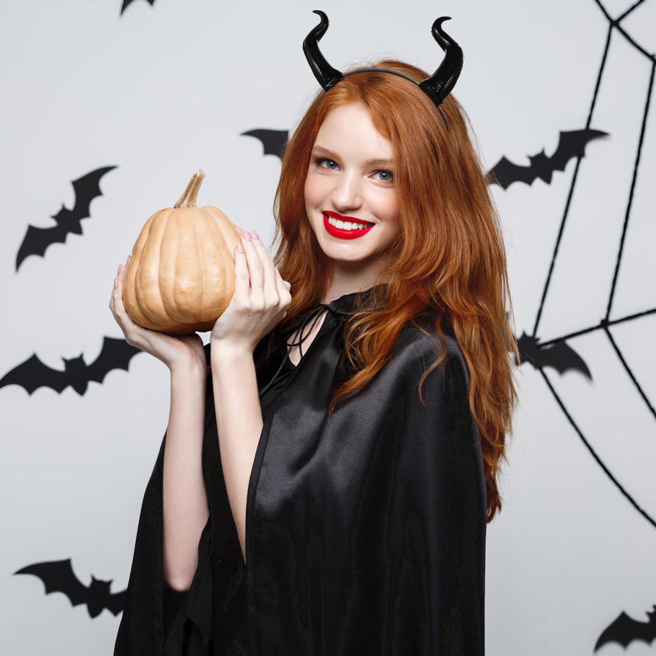 ULTECHNOVO 1Pcs Devil Horns Headband Gothic Devil Horn Hair Hoop Halloween Headdress Ox Horn Hair Loop Black Cosplay Hairs Accessory for Halloween Christmas Party Dress Up - Image 3