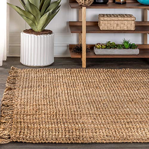 JONATHAN Y Handwoven Jute Fringe Natural Indoor Area Rug, 8x10, Pata, Bohemian, Rustic, Cottage, Easy-Cleaning for Living Room, Bedroom, Kitchen, Non-Shedding (NRF103A-8) JONATHAN Y Handwoven Jute Fringe Natural Indoor Area Rug, 8x10, Pata, Bohemian, Rustic, Cottage, Easy-Cleaning for Living Room, Bedroom, Kitchen, Non-Shedding (NRF103A-8)