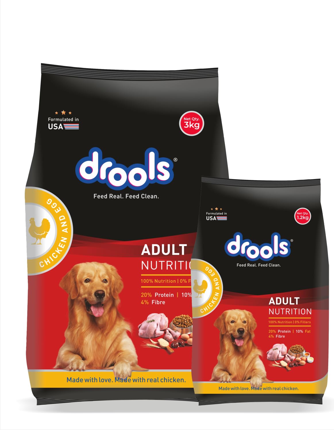 Drools Adult Dry Dog Food Chicken and Egg, 3kg with Free 1.2kg, Total 4.2 kg Pack-picture-1