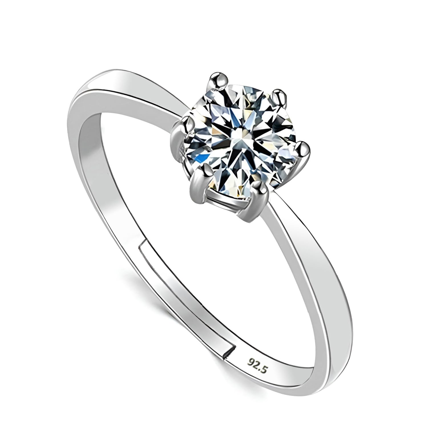 THE MARKETVILLA 925 Sterling Silver Rings for Women and Girls |CZ Solitaire Crystal Style|- Adjustable Size (B07VV2XWRS) Amazon Price History, Amazon Price Tracker