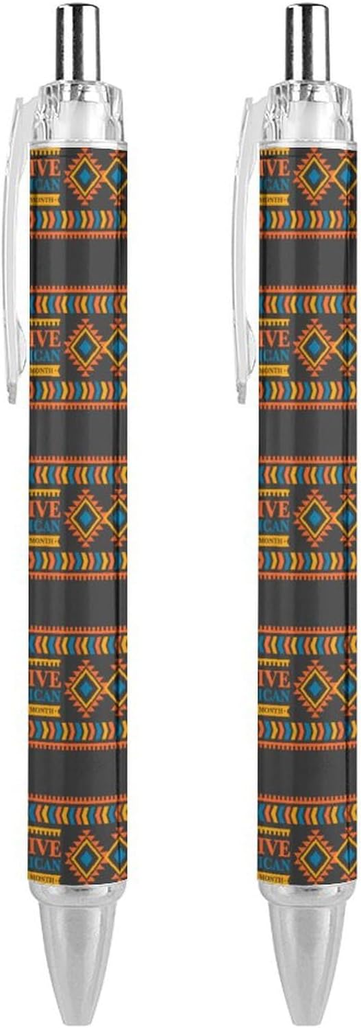 Native American Heritage Month Indigenous Pride Ballpoint Pens Supplies Retractable Writing Black Ink Pen Gifts Accessories for Office Work School Doctor Nurse Teacher Students