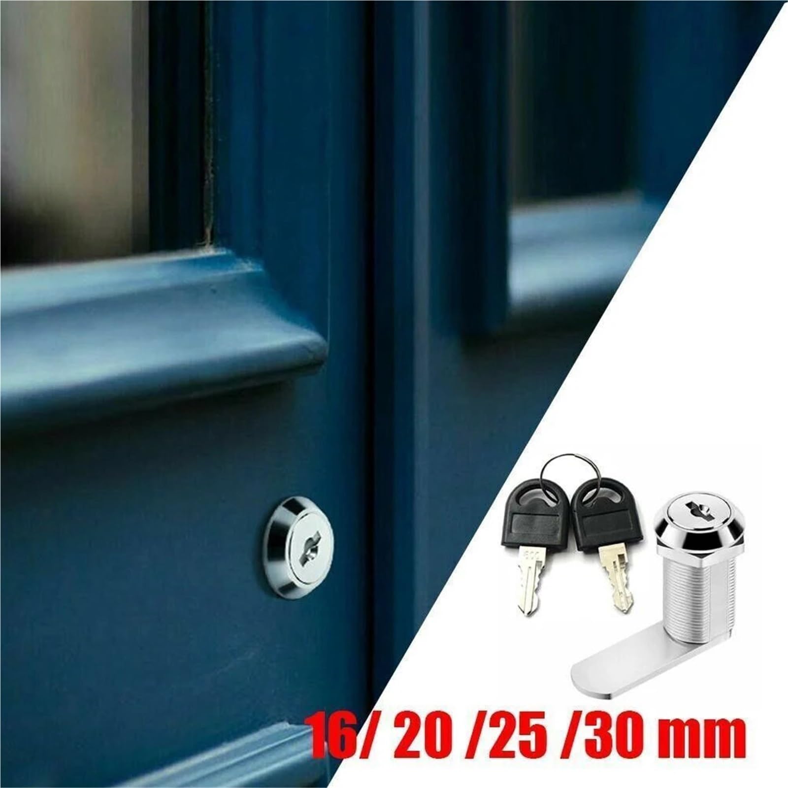 Lot de 10 verrous d'armoire avec 2 clés pour rangement de meubles de camping-car (25 mm)
